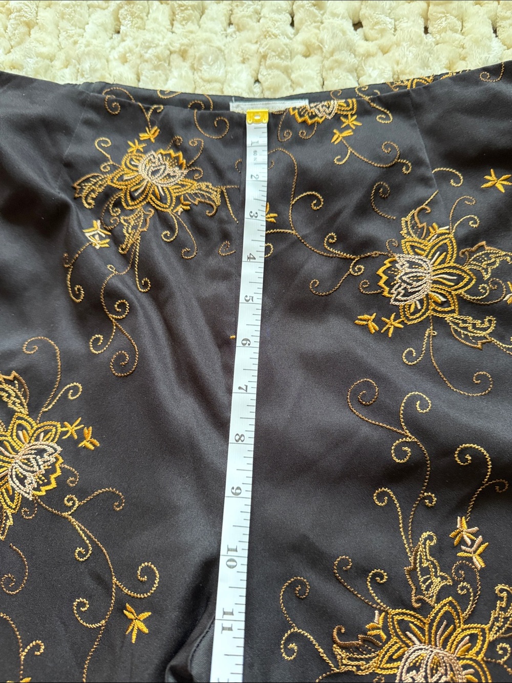 Coldwater Creek P14 Black Embroidered Floral Dress Pants - Picture 5 of 11
